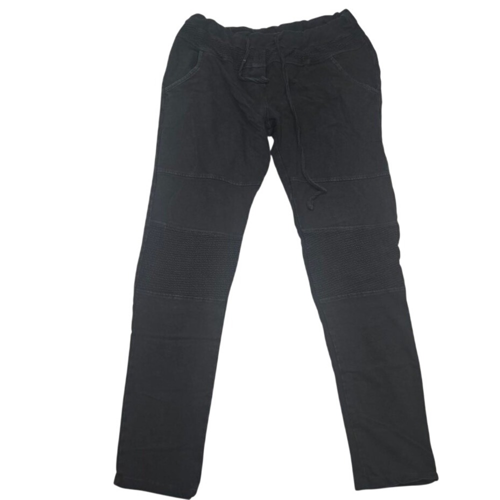 Venti6 Moto Jogger PantWomens L Black Ribbed Knee Sweatpants Made in Italy 26x28